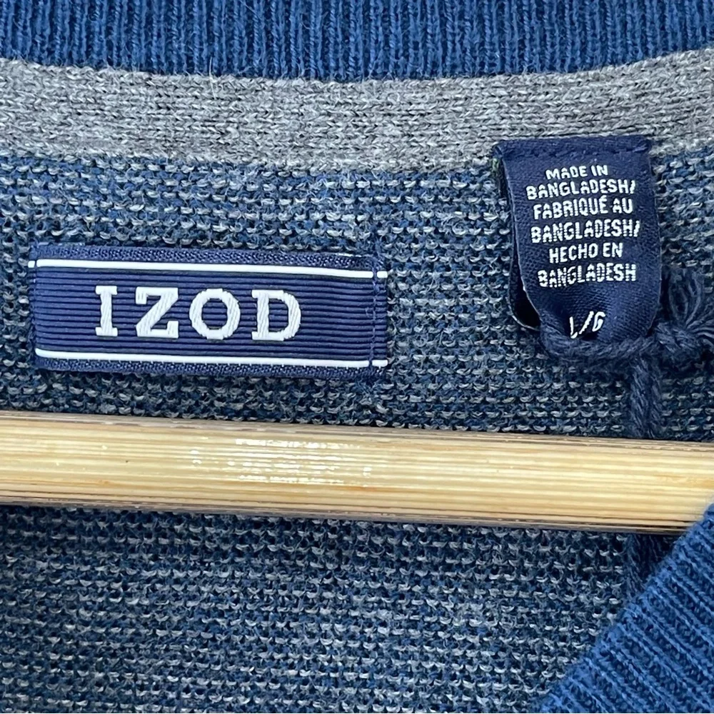 IZOD Mens Sweater Vest Size Large Blue Cotton Wool Fieldhouse Lightweight